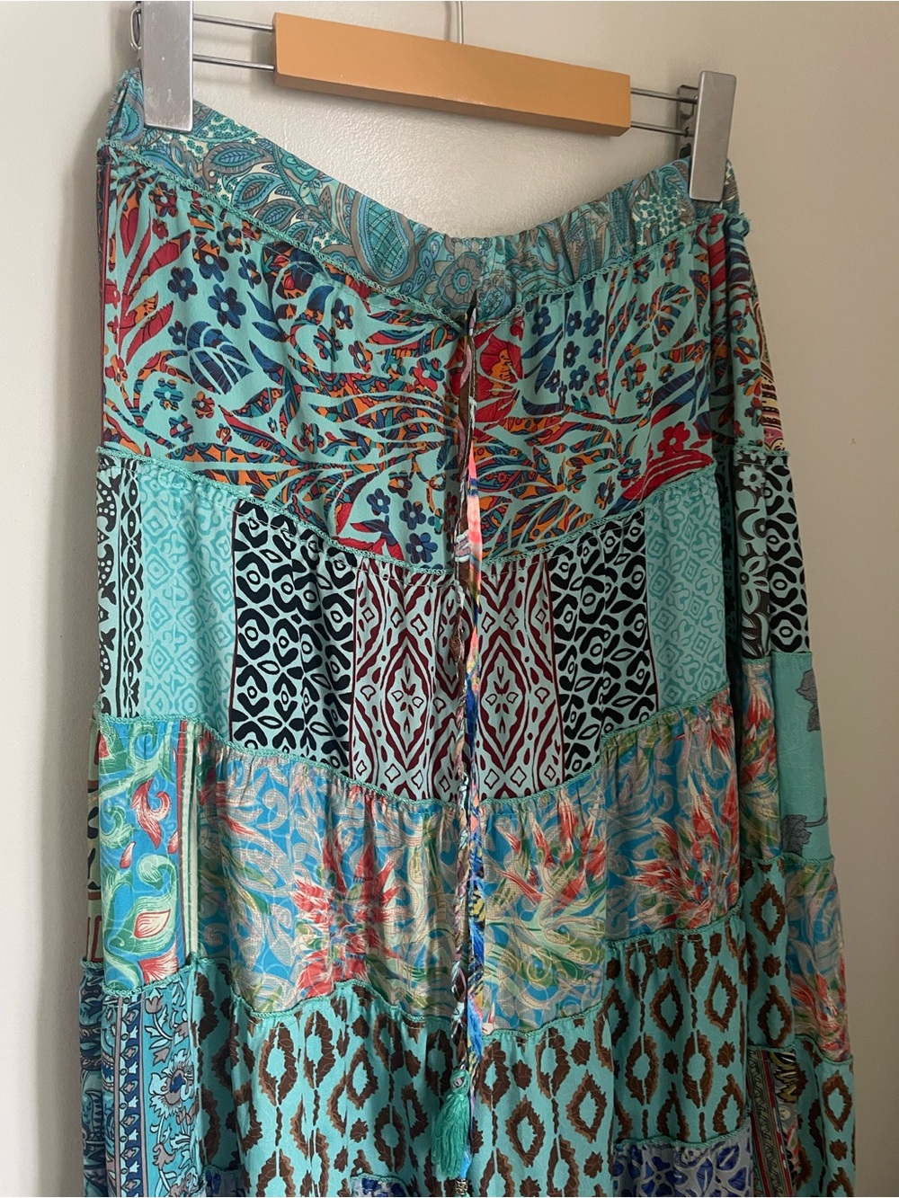 Boho Cottagecore Patchwork Maxi Skirt Size Medium Festival Indie - Picture 3 of 9